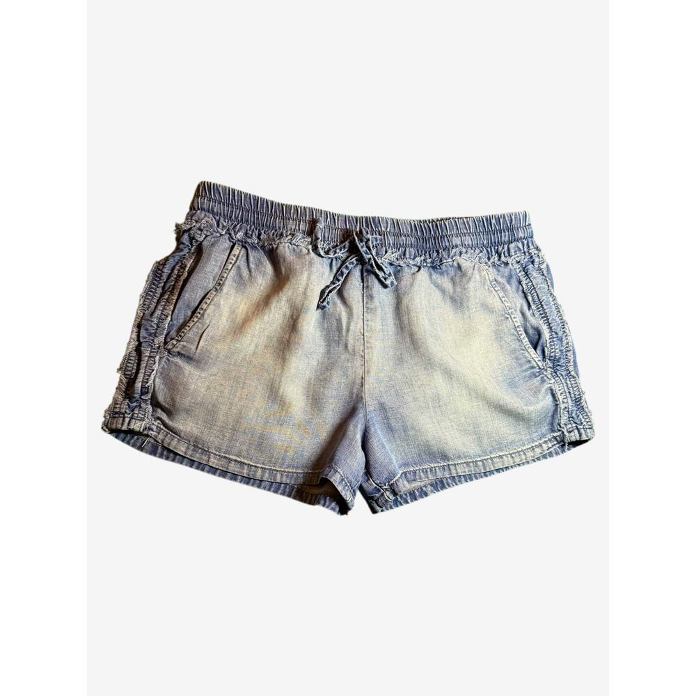 Bella Dahl Shorts Womens S Blue Chambray Denim Wash Soft Frayed Sides w/pockets